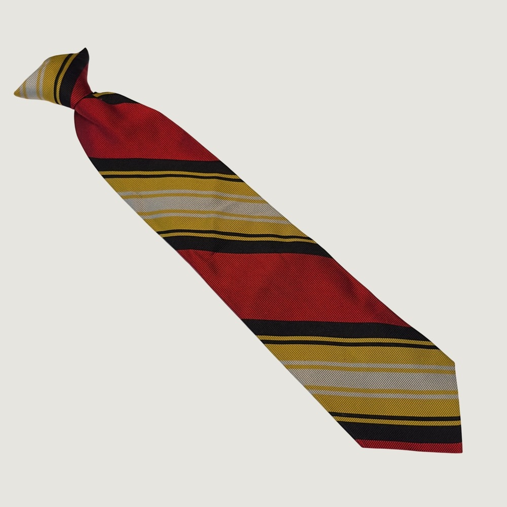 Towncraft Penneys Red Yellow Striped Snapper Clip-On Tie Vintage 60s 3.25x17in